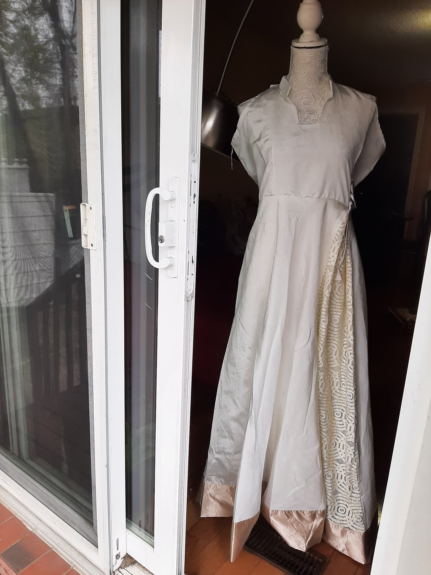 White Long Gown with Pink Dupatta @ DressingStylesCA.com