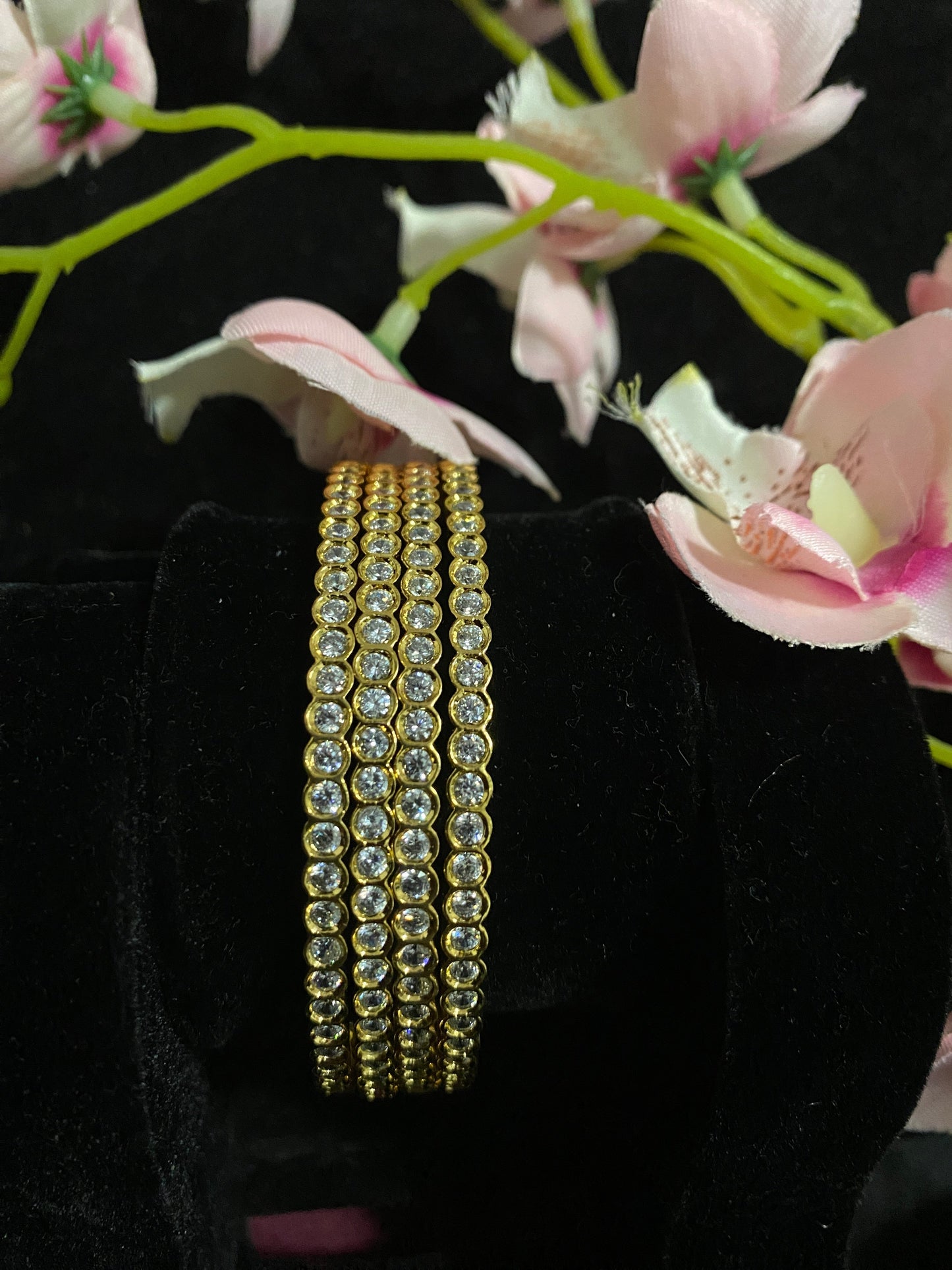 White Stone Bangles @ DressingStylesCA.com