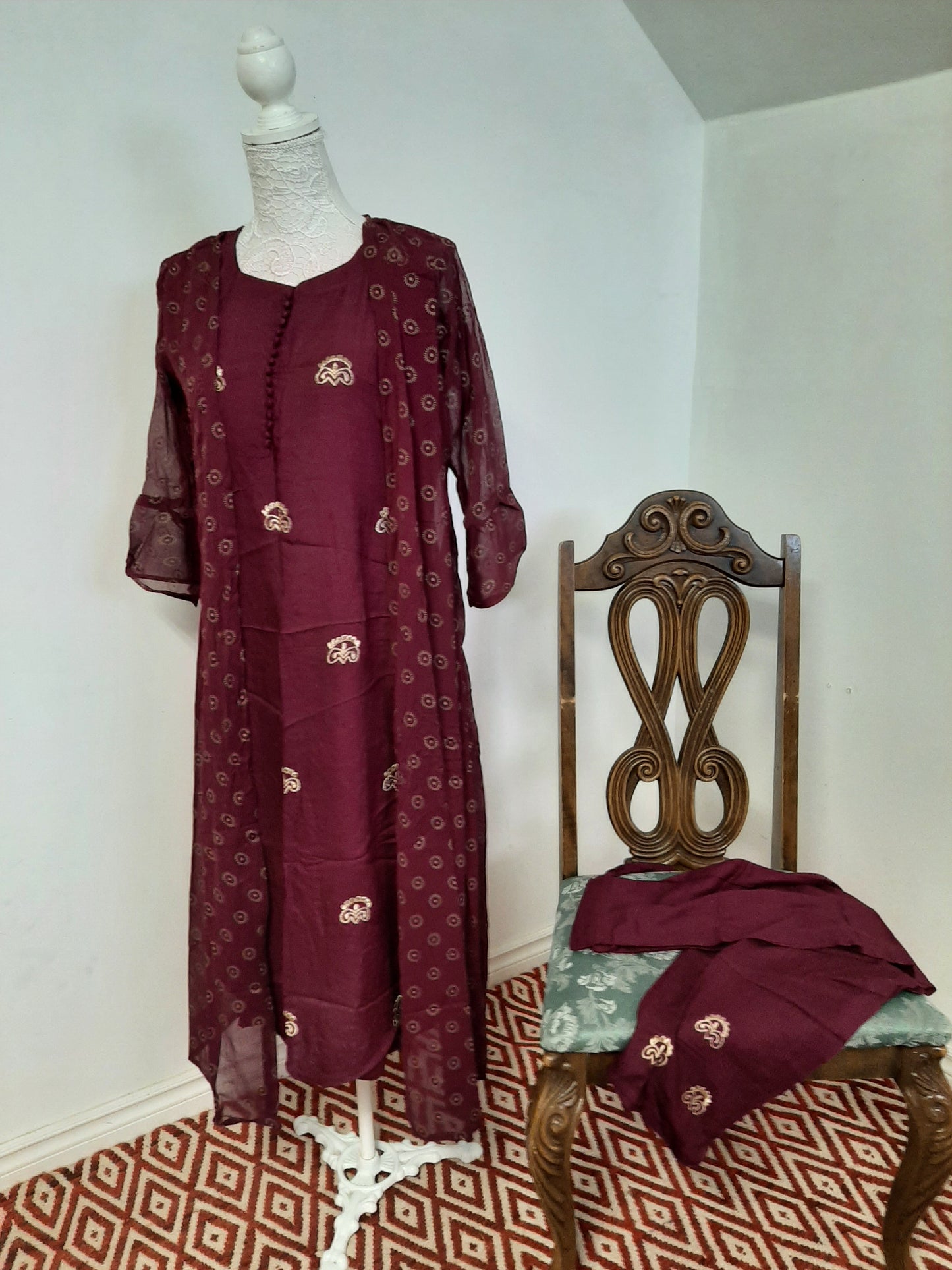 Wine Colored Kurti with Shrug @ DressingStylesCA.com
