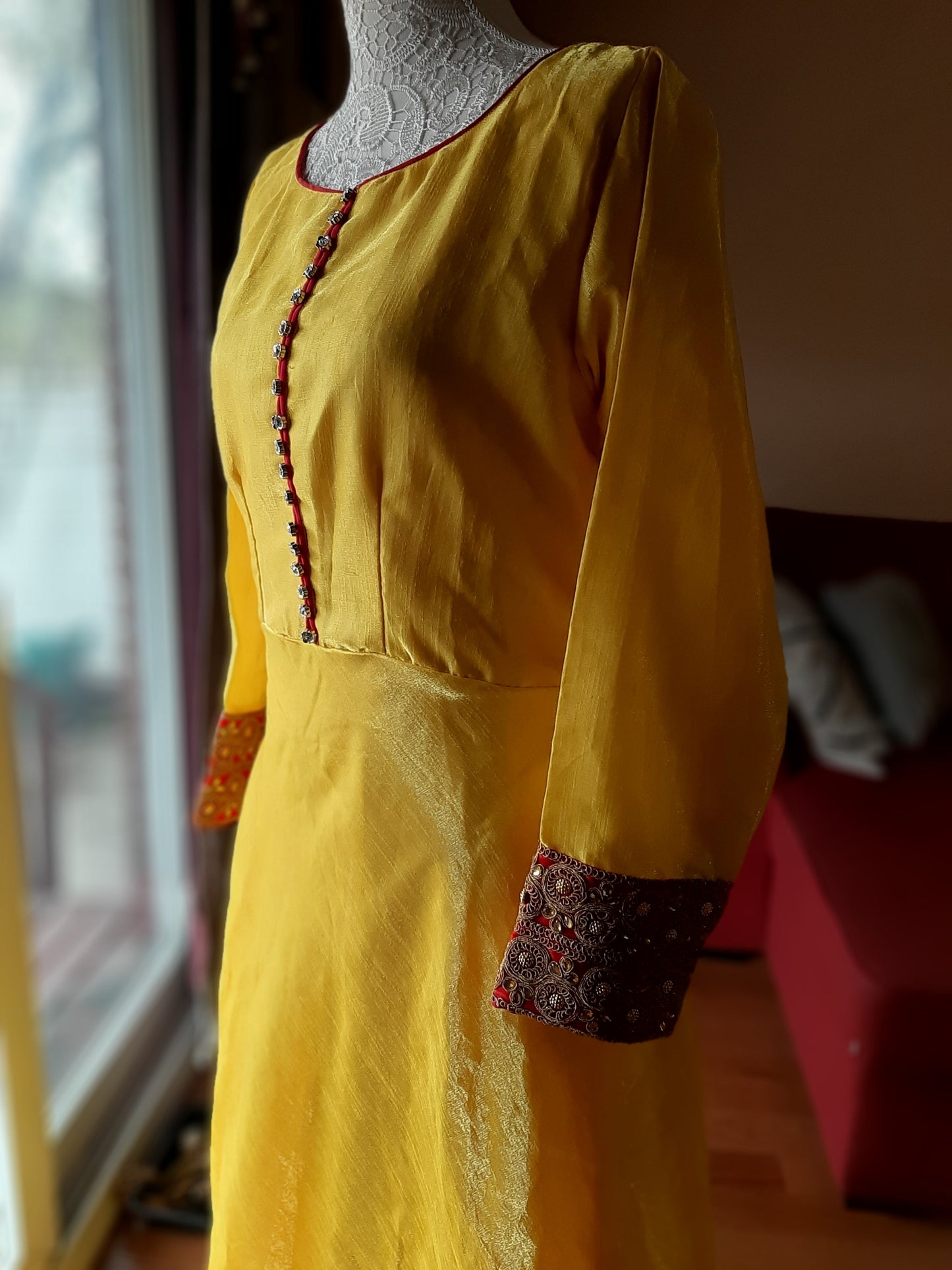 Yellow Colored Long Gown @ DressingStylesCA.com