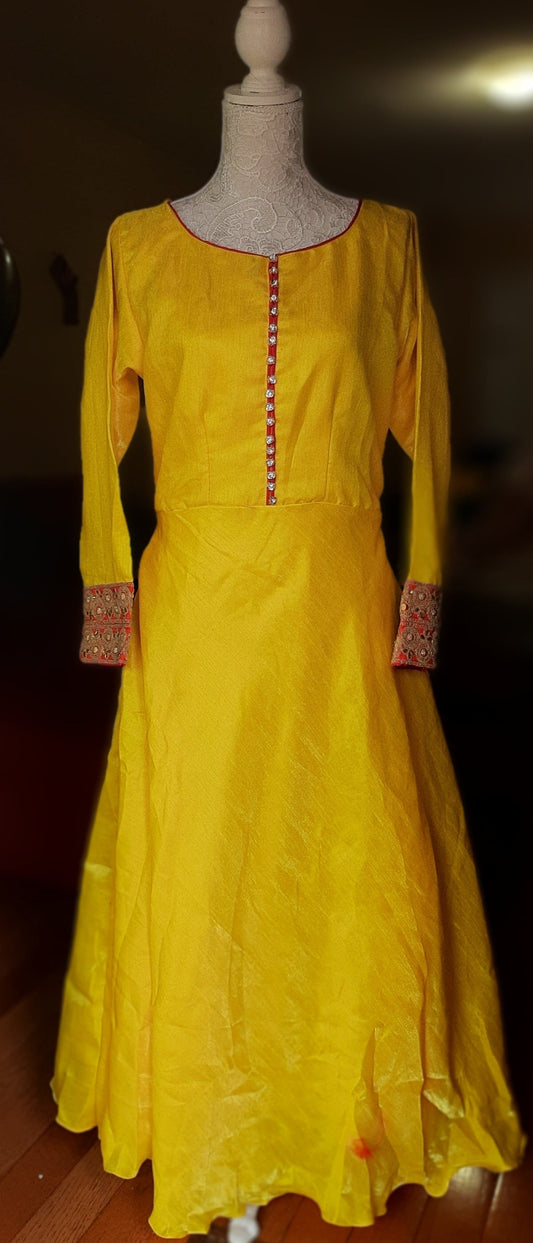 Yellow Colored Long Gown @ DressingStylesCA.com