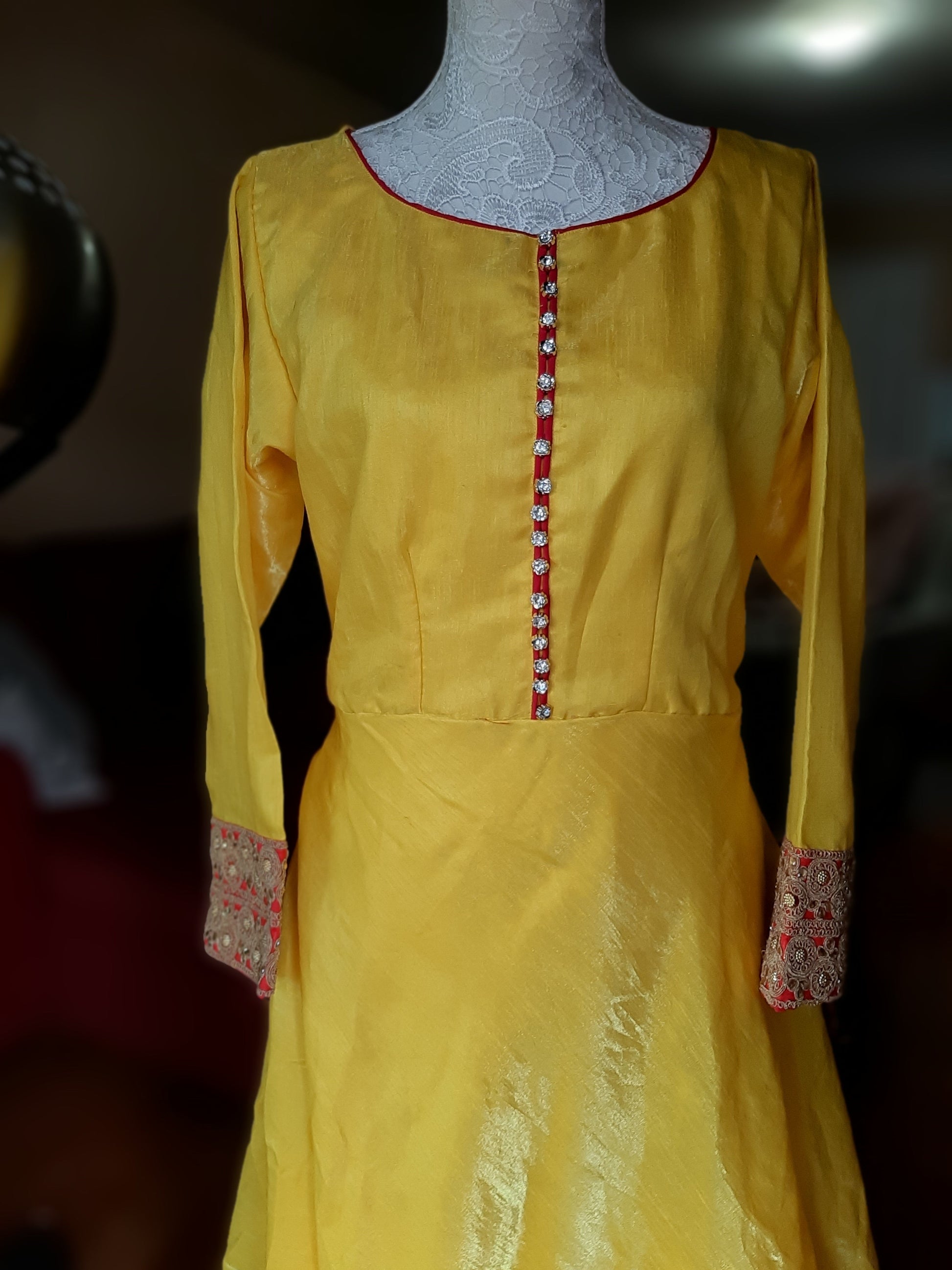 Yellow Colored Long Gown @ DressingStylesCA.com