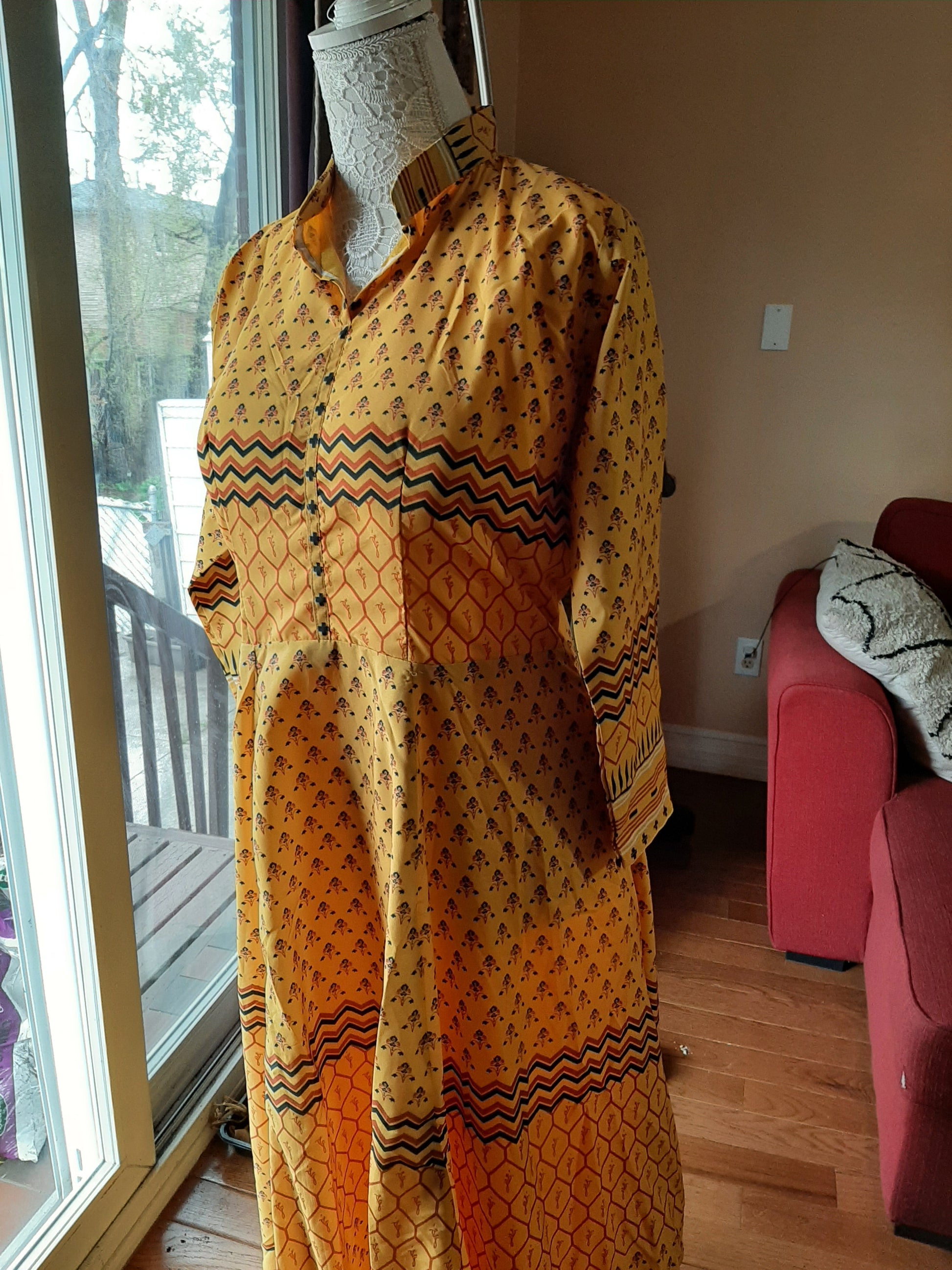 Yellow Long Gown @ DressingStylesCA.com