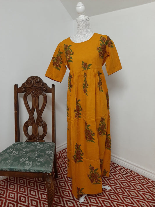 Yellow Mustard Floral Kurti @ DressingStylesCA.com