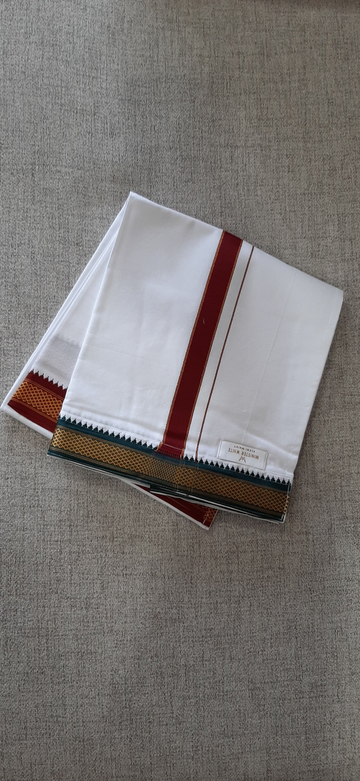 White Dhoti with Red line- Flex @ DressingStylesCA.com