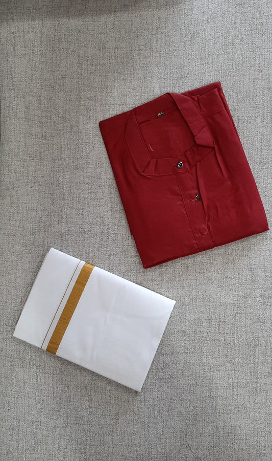 Maroon Dhoti and Shirt combo @ DressingStylesCA.com