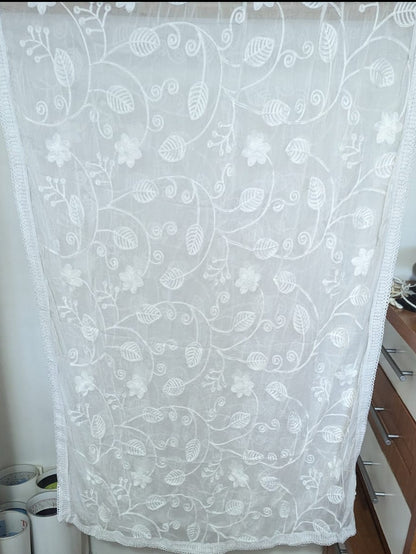 White Chiffon Duppatta floral pattern @ DressingStylesCA.com