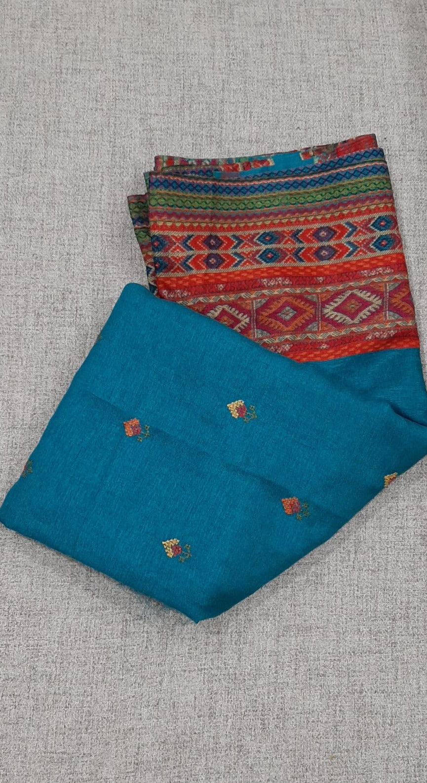 Blue Sari with Red Border @ DressingStylesCA.com