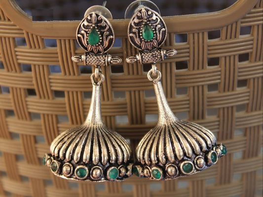 Artistic Collections-Green Stone Umbrella Shaped Earring @ DressingStylesCA.com