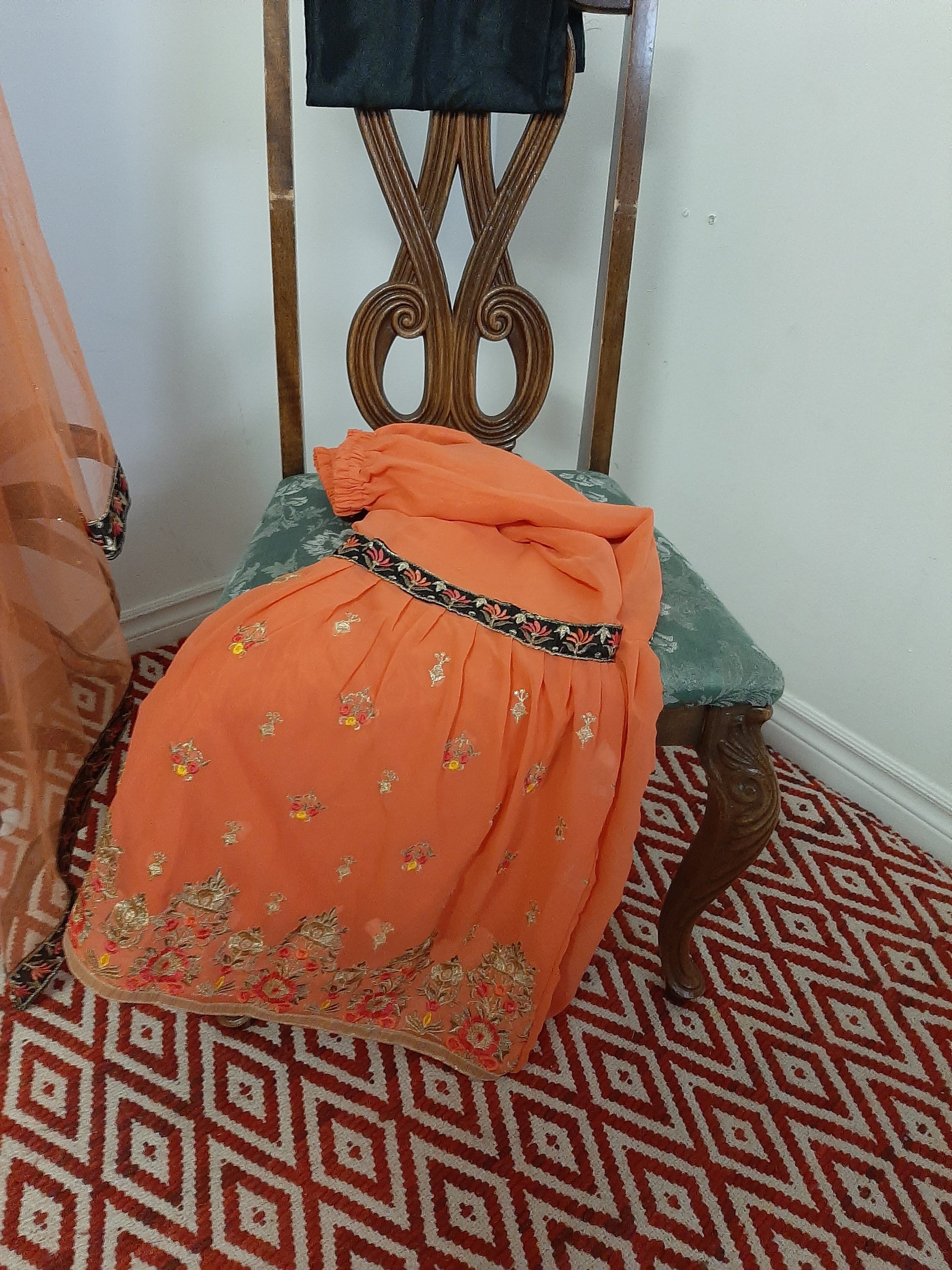 Black Kurti and Orange Stitched Sharara @ DressingStylesCA.com