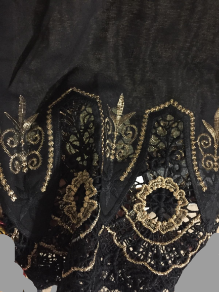 Black Pants with Golden Embroidery at legs @ DressingStylesCA.com