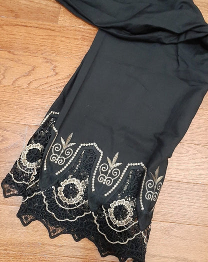 Black Pants with Golden Embroidery at legs @ DressingStylesCA.com