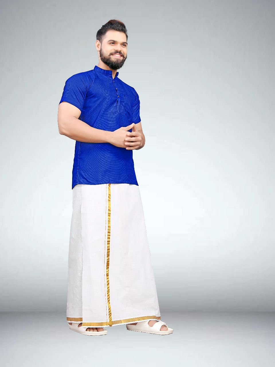 Blue Dhoti and Shirt combo DressingStylesCA.com