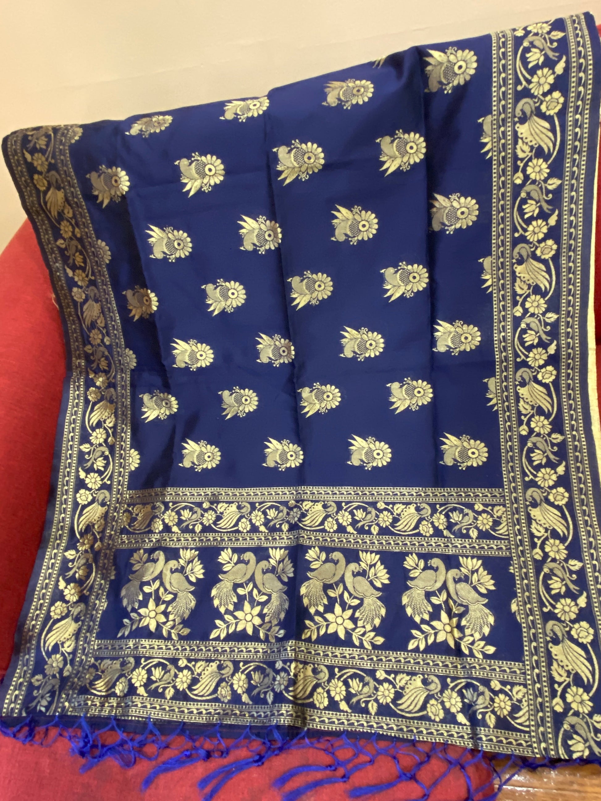 Blue Floral Design Banarasi Duppata @ DressingStylesCA.com