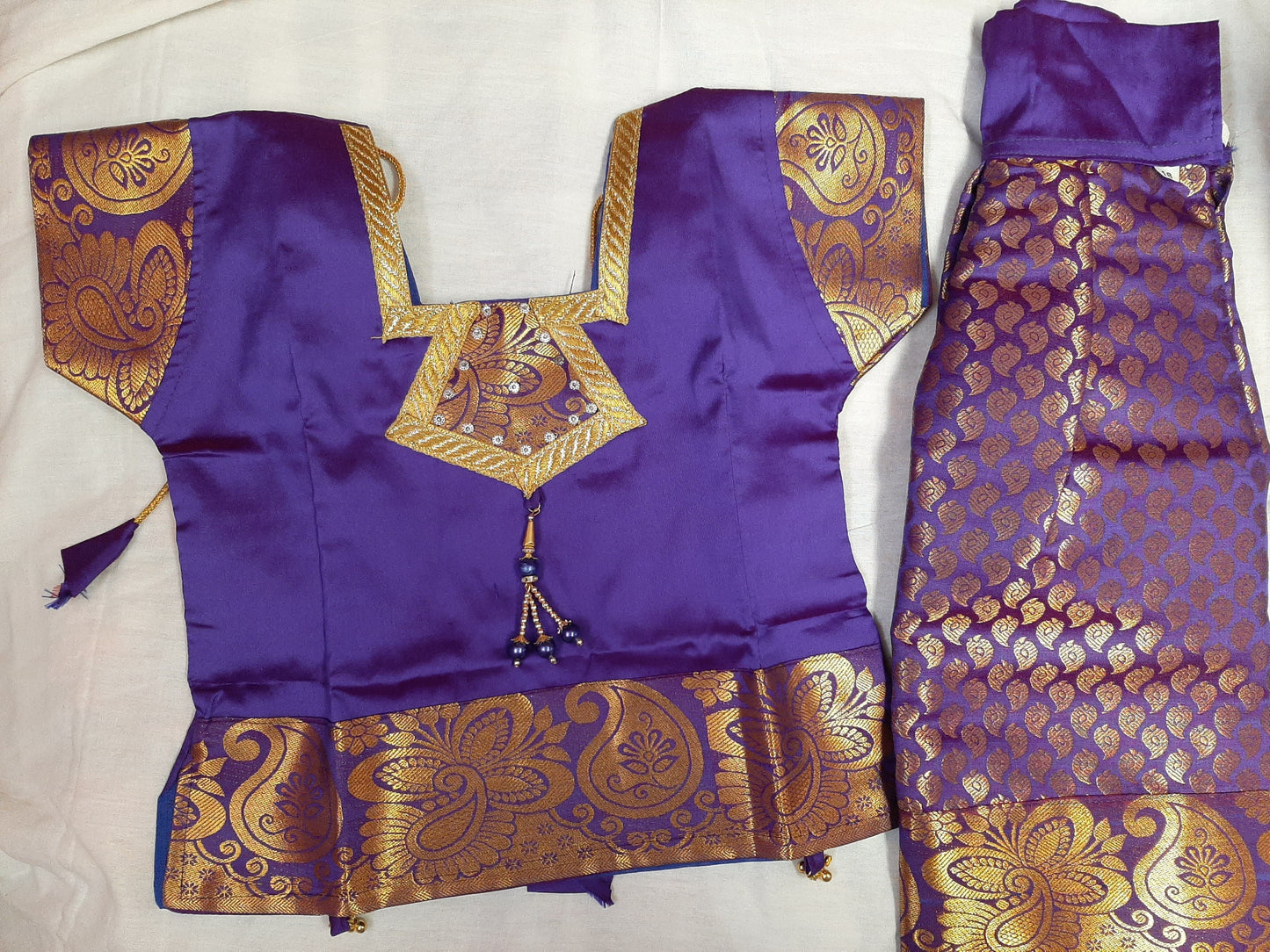 Blue Purple Art silk Pavada 1- 2 years @ DressingStylesCA.com