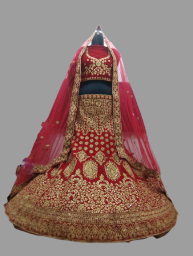 Bridal Heavy Embroidery Lehenga Choli in heavy 9000 Velvet DressingStylesCA.com