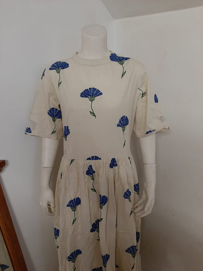 Cream Cotton Kurti with Blue Print motifs @ DressingStylesCA.com