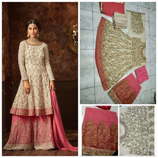 Cream Kurti & Pink Lehenga @ DressingStylesCA.com