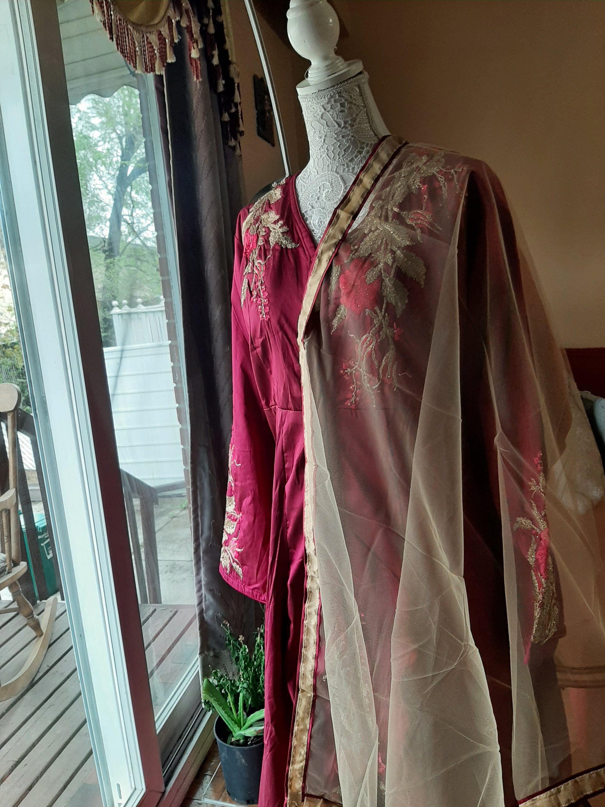 Dark Pink Designer Gown @ DressingStylesCA.com