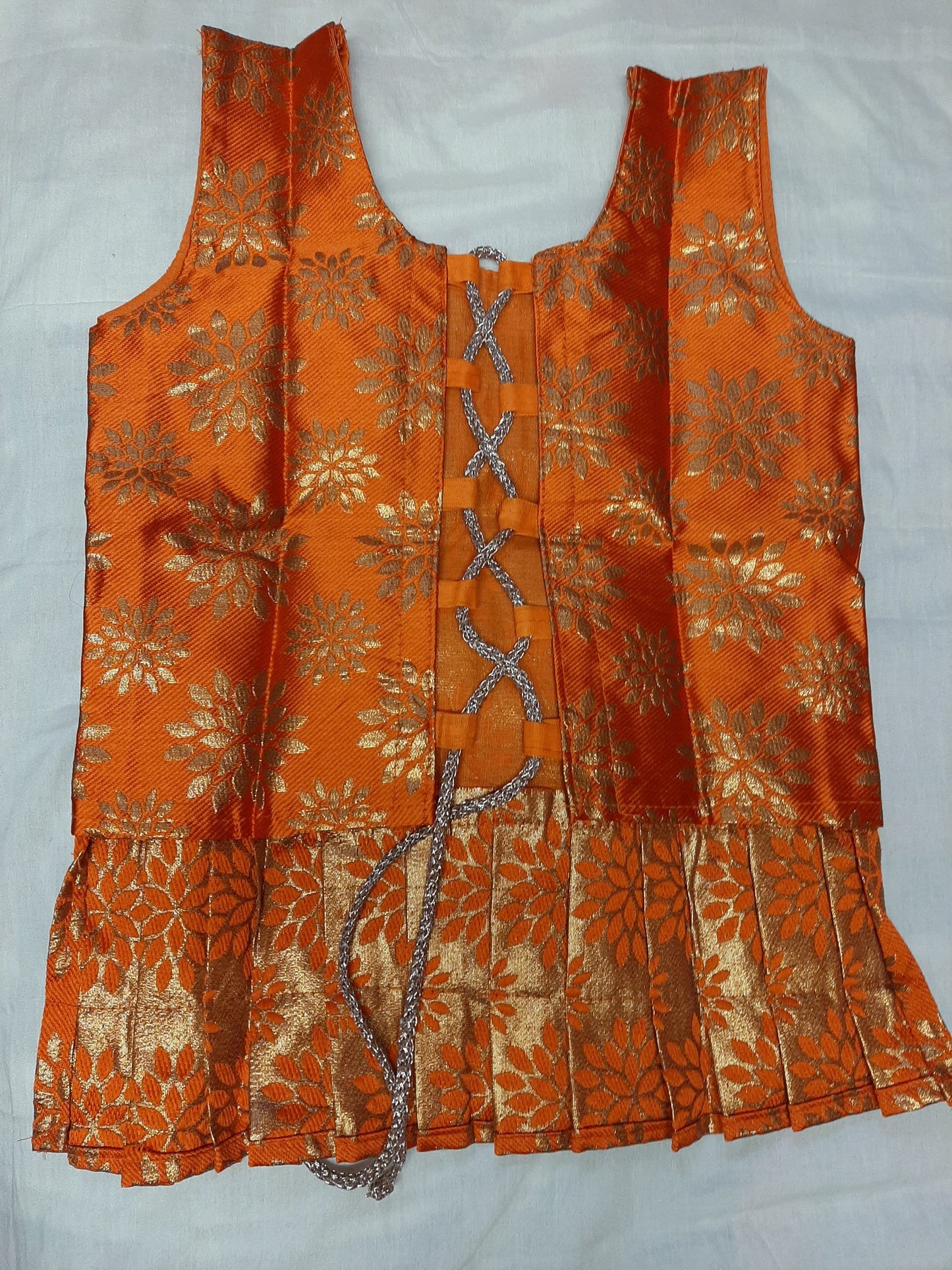 Designer Blue Lehenga with Orange Blouse - Age 6-8 @ DressingStylesCA.com