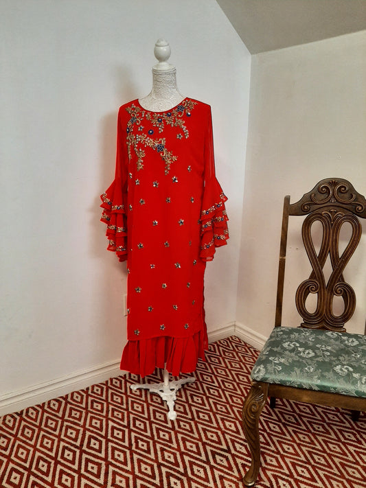 Designer Georgette Kurti- Red @ DressingStylesCA.com