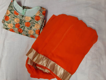 Designer Orange Lehenga with Blouse - Age 8-10 @ DressingStylesCA.com