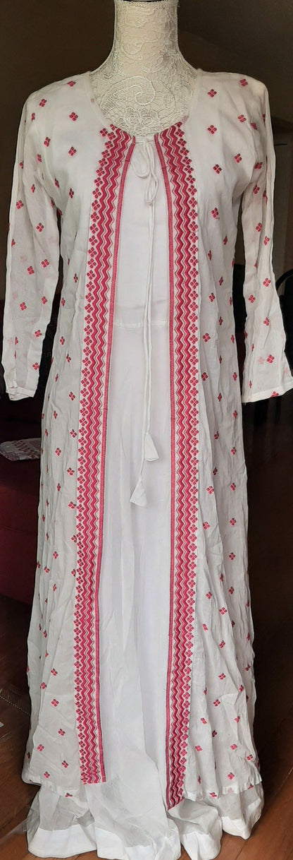Elegant White Long Gown with Dupatta @ DressingStylesCA.com