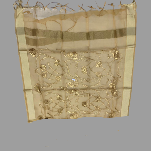 Gold Organza Dupatta with embroidery @ DressingStylesCA.com