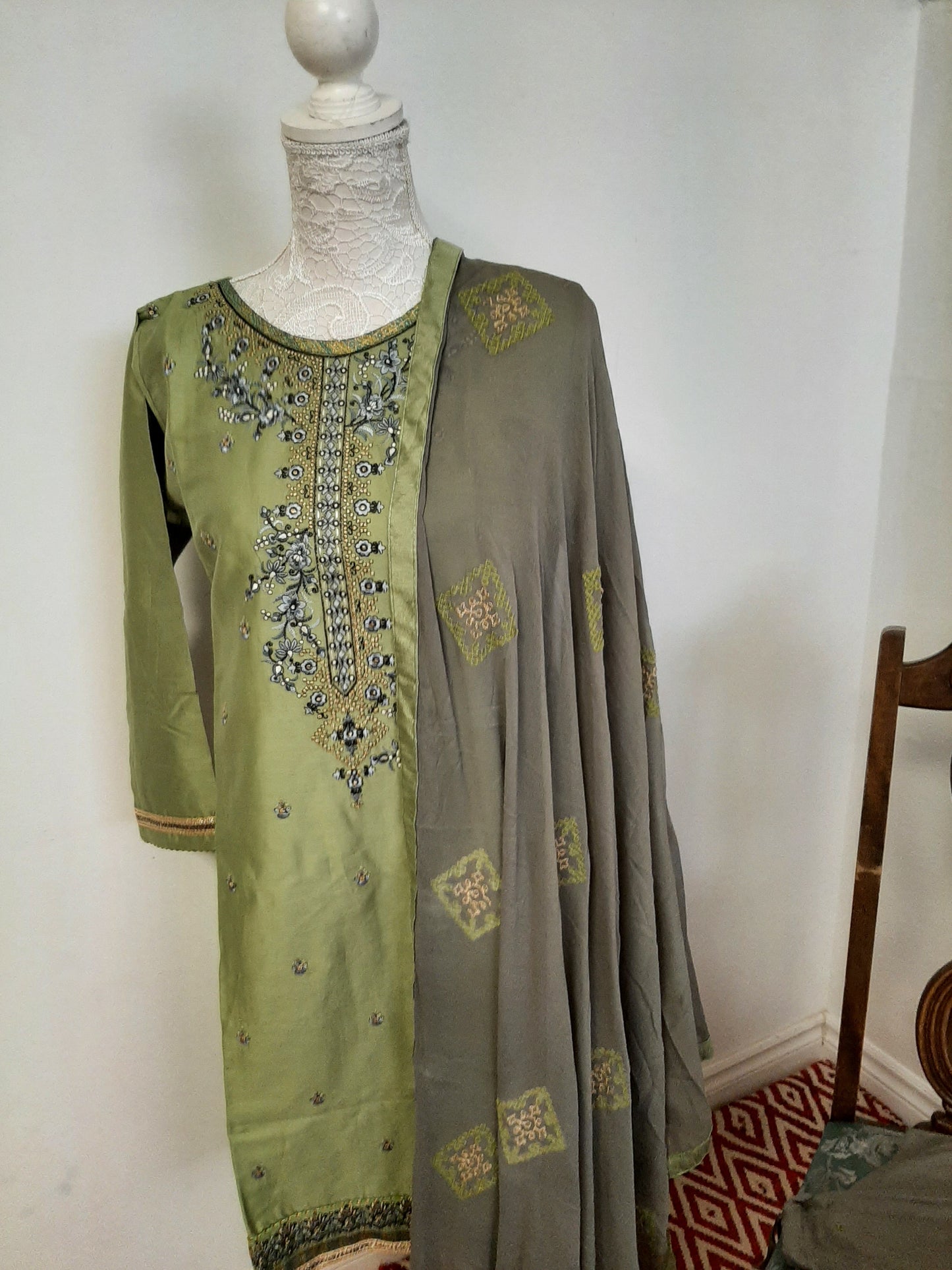 Green- Ash Salwar Patiala Suit @ DressingStylesCA.com