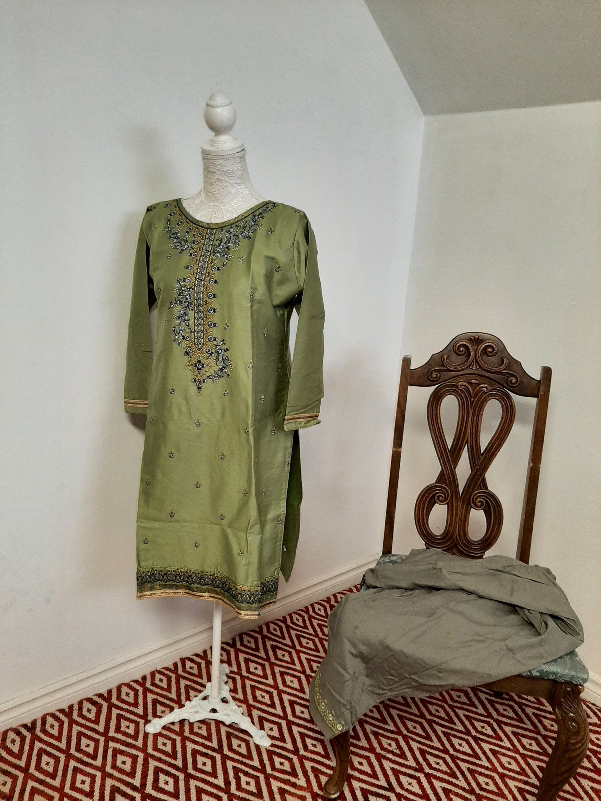 Green- Ash Salwar Patiala Suit @ DressingStylesCA.com