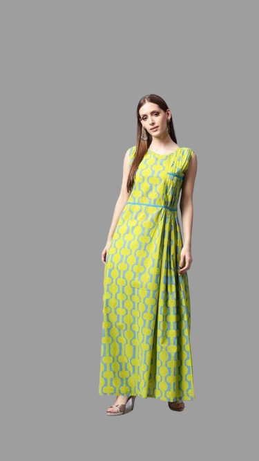 Green Kurti Long Gown @ DressingStylesCA.com