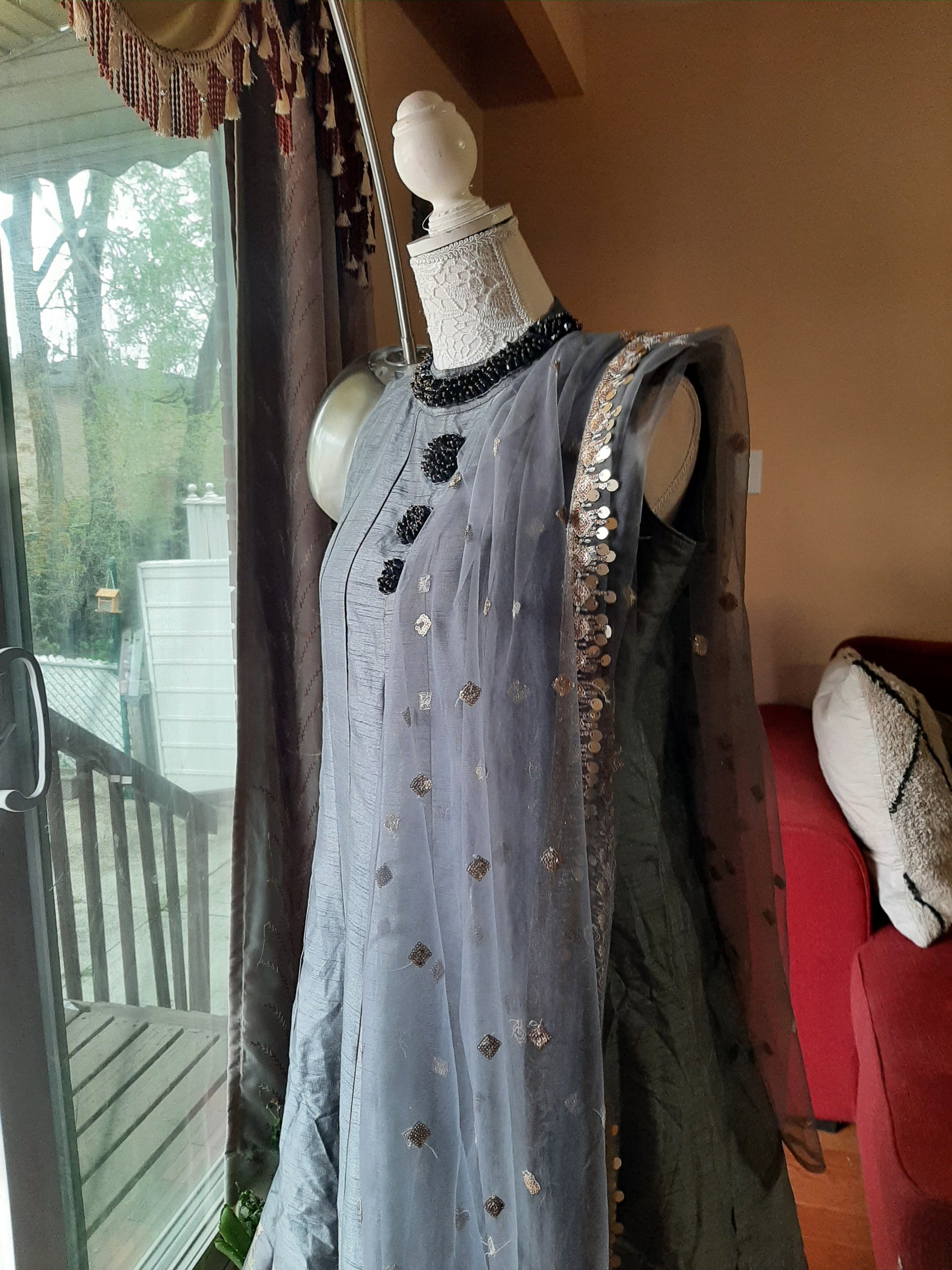 Grey Long Gown @ DressingStylesCA.com