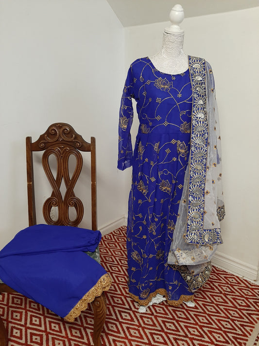 Indigo Blue Anarkali dress @ DressingStylesCA.com
