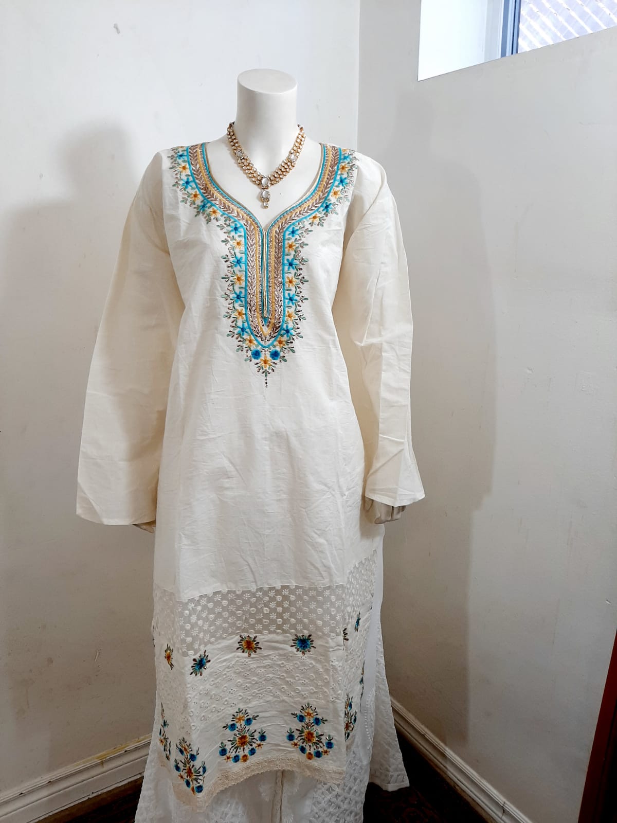 Khaadi Cotton Suit in White/Cream @ DressingStylesCA.com