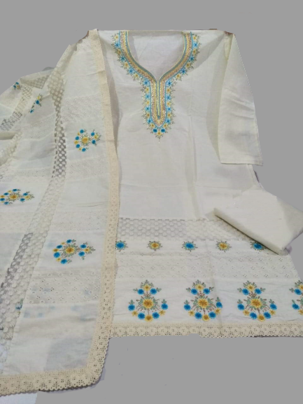 Khaadi Cotton Suit in White/Cream @ DressingStylesCA.com