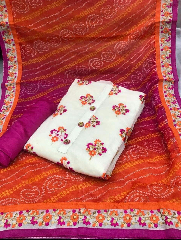 Modal Chanderi White & Pink @ DressingStylesCA.com