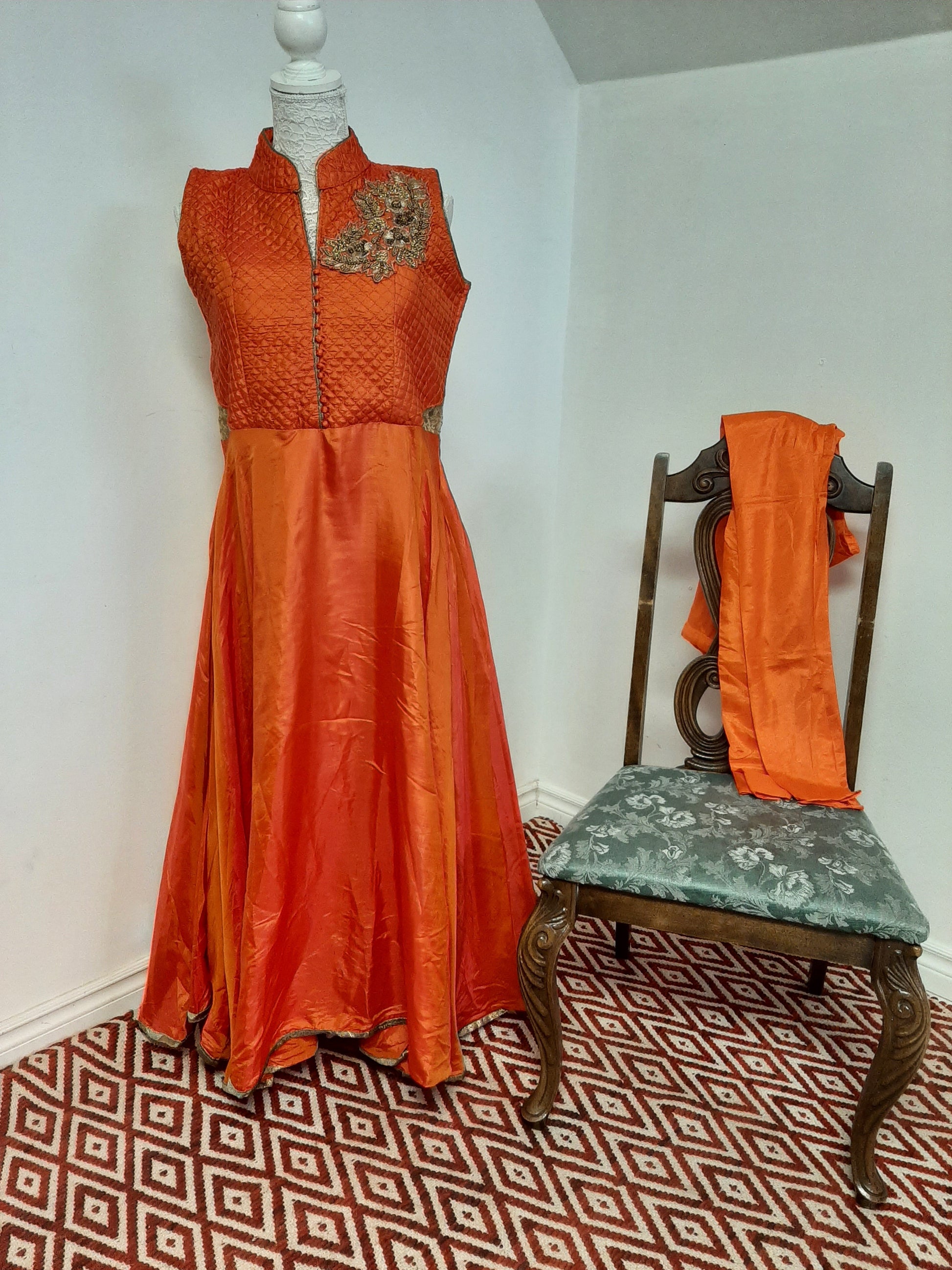 Orange Long Anarkali @ DressingStylesCA.com