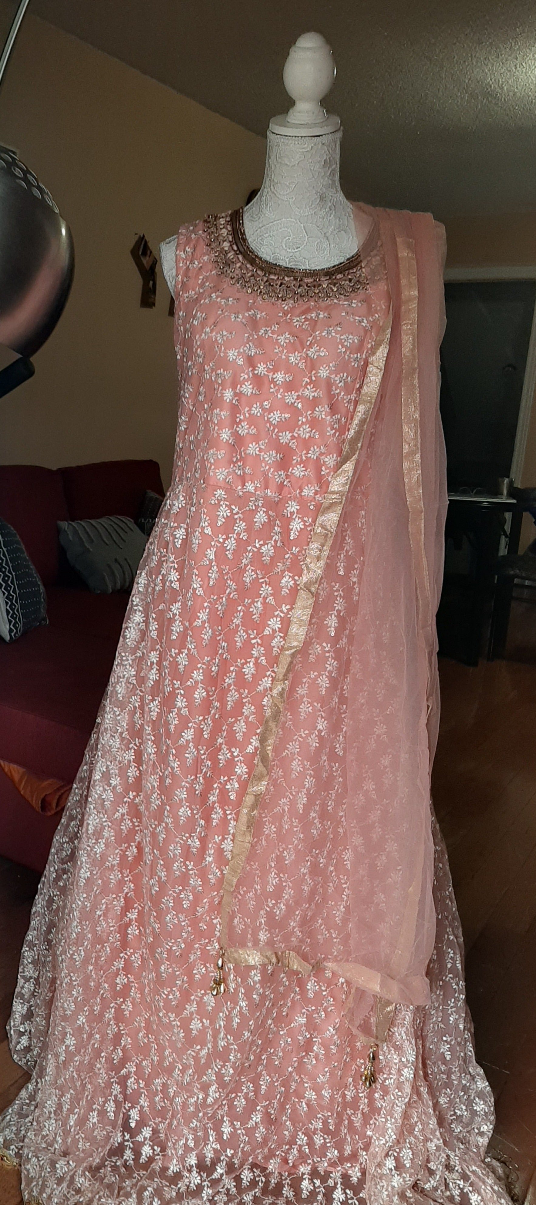Peach Designer Gown @ DressingStylesCA.com
