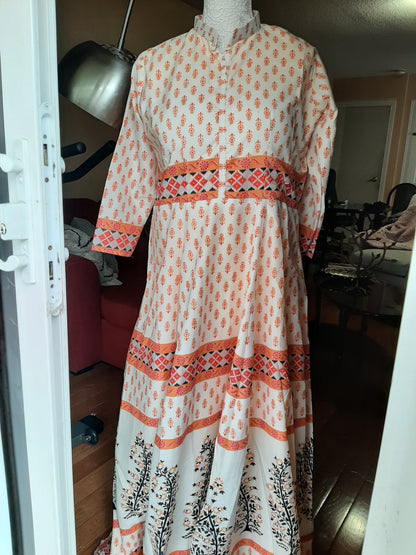 Printed Brown Long Gown @ DressingStylesCA.com