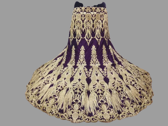 Purple Bridal Heavy Embroidery Lehenga Choli in heavy 9000 Velvet @ DressingStylesCA.com