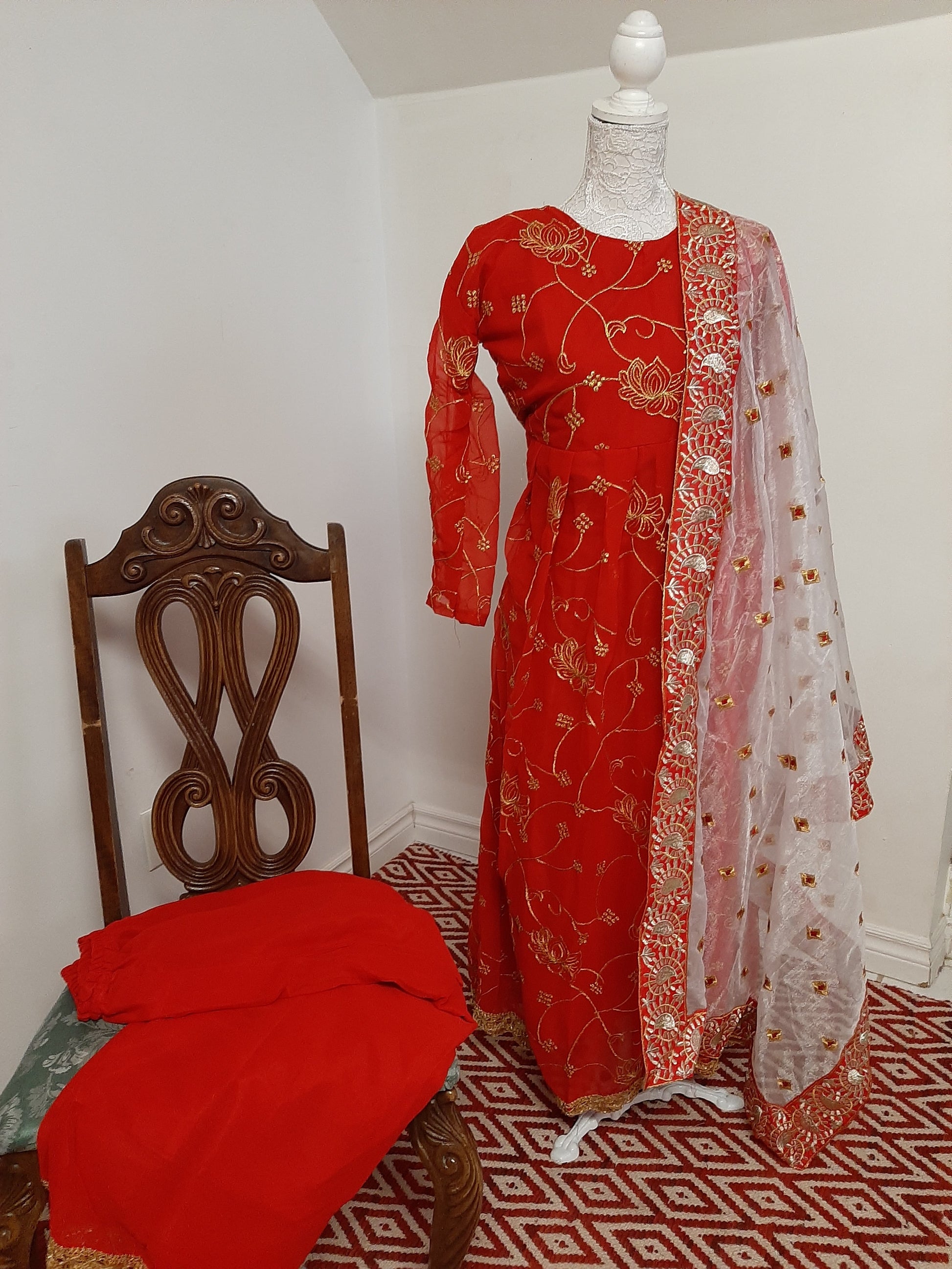 Red Anarkali dress @ DressingStylesCA.com