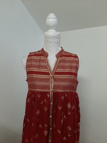 Short Top - Red Printed Tunic @ DressingStylesCA.com