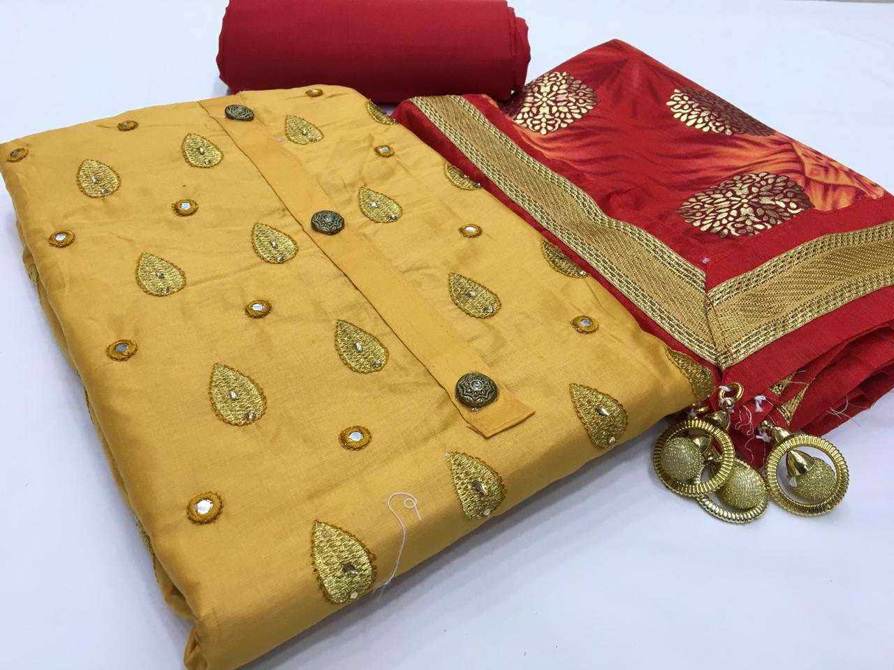 Satin Glace cotton with Banglori print dupatta @ DressingStylesCA.com