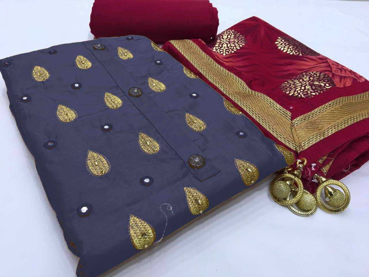 Satin Glace cotton with Banglori print dupatta @ DressingStylesCA.com