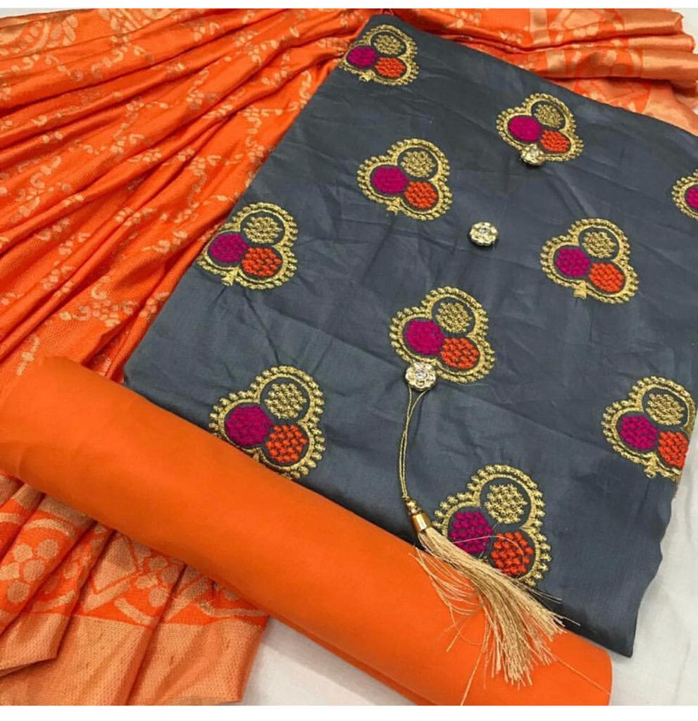 Satin Glace cotton with printed dupatta-5 @ DressingStylesCA.com