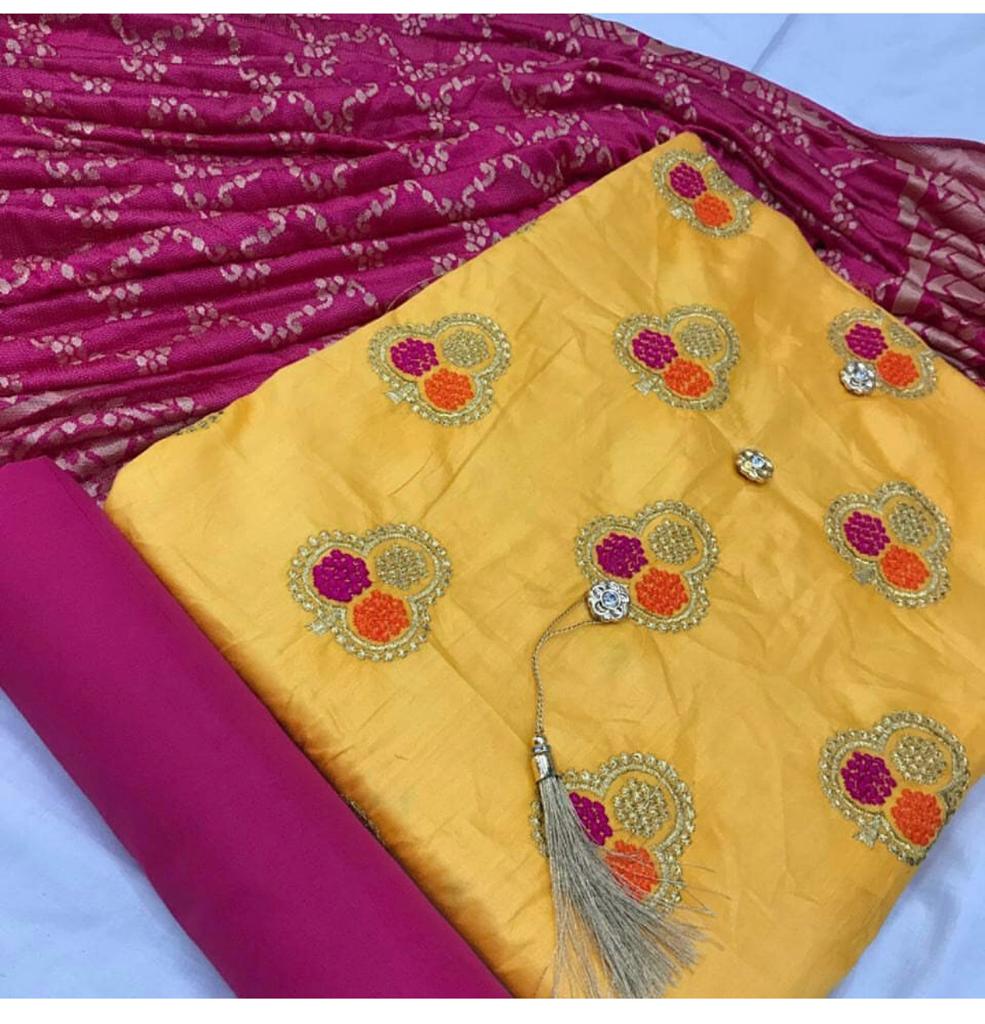 Satin Glace cotton with printed dupatta-7 @ DressingStylesCA.com