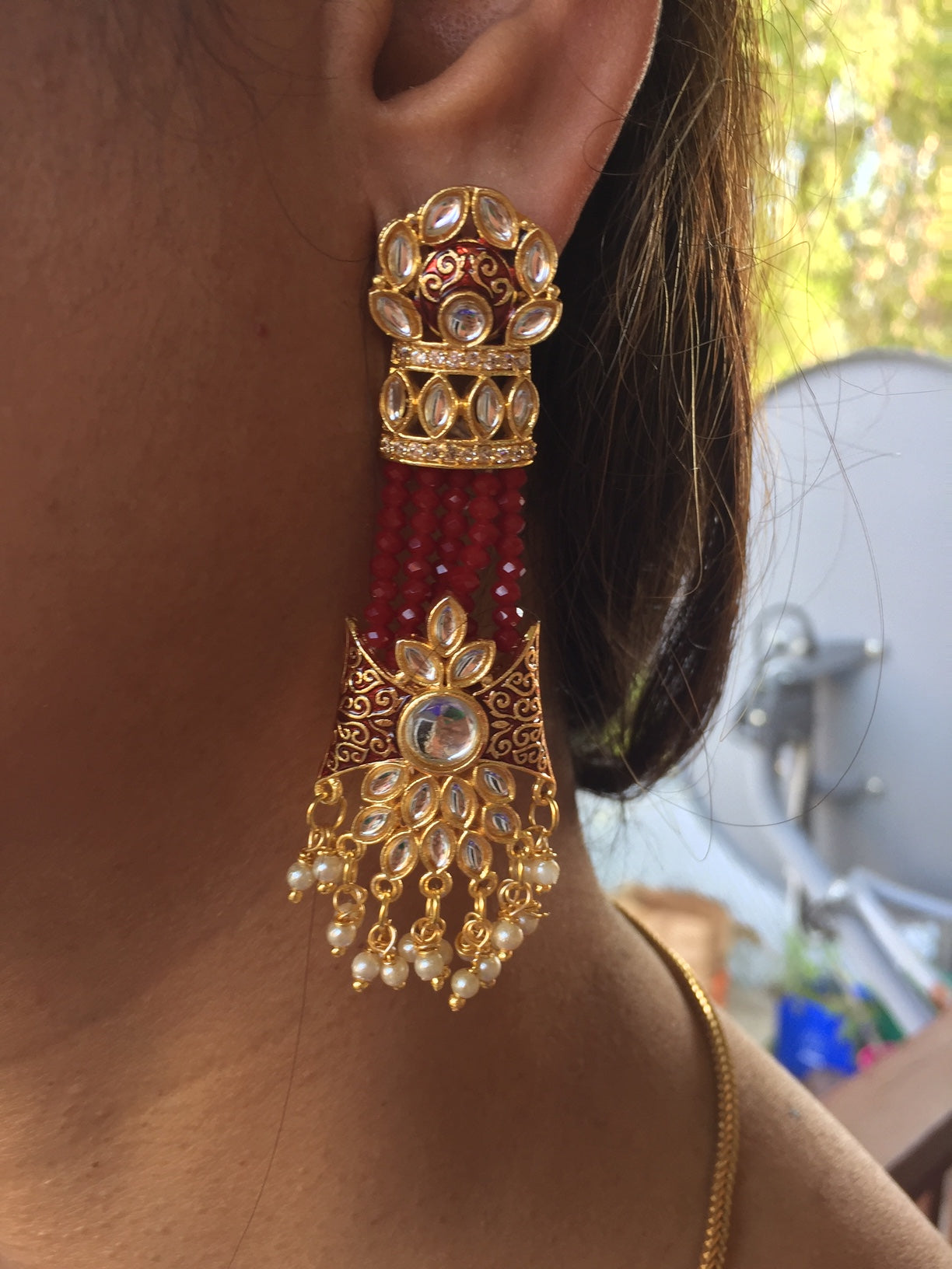 Signature Collections- Earing- Red Stones @ DressingStylesCA.com
