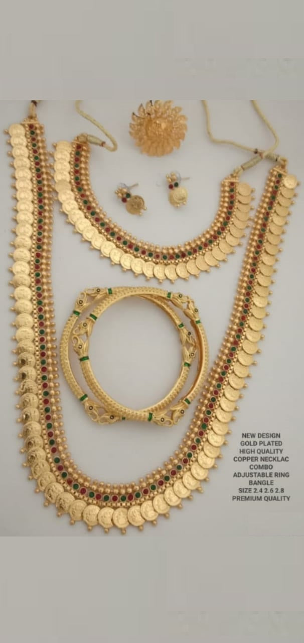 Traditional Collections- Gold Plated Adjustable Necklace, Bangles @ DressingStylesCA.com