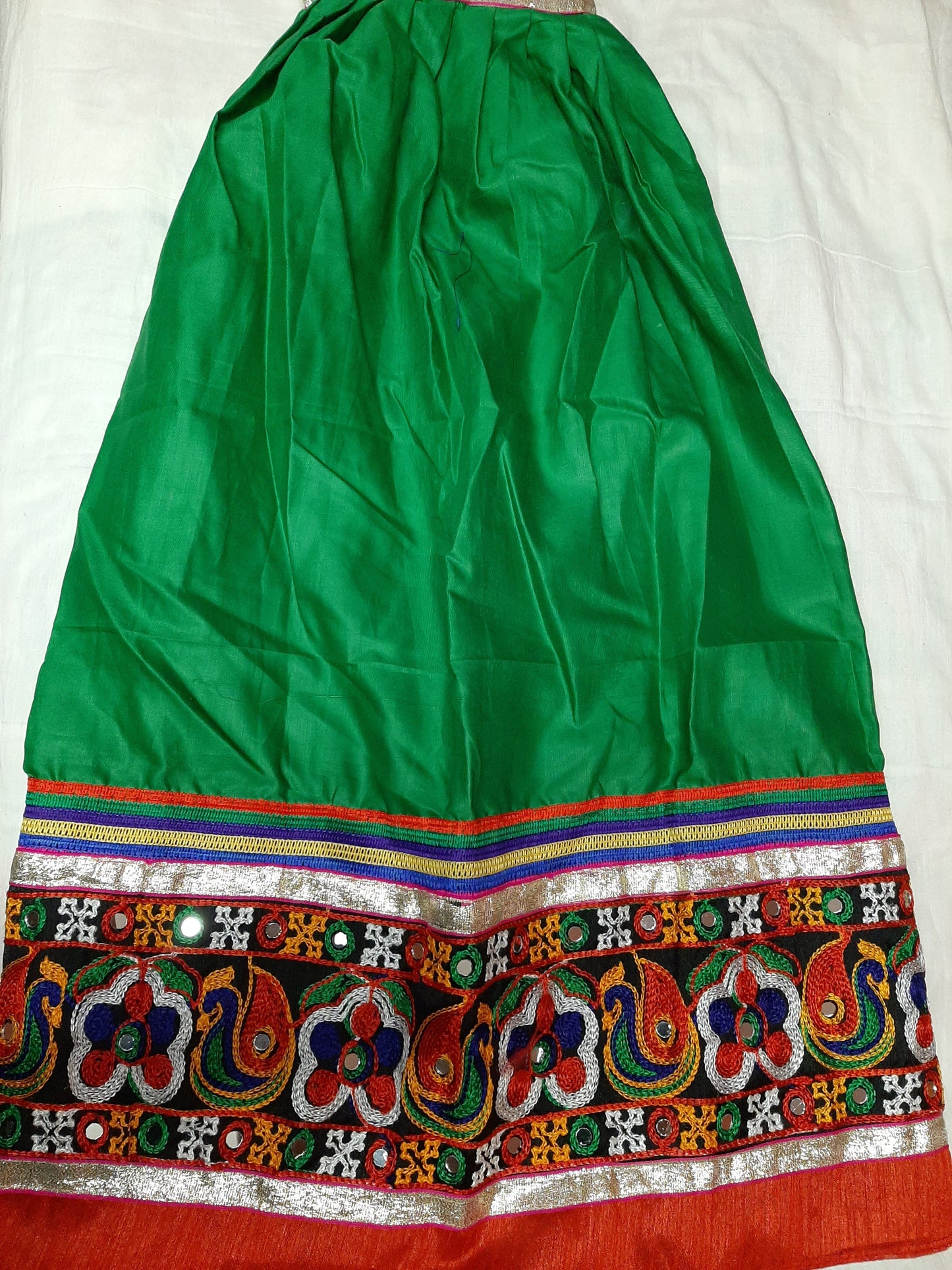 Traditional Gujarati Ghagra Choli- Green- Age 9-10 @ DressingStylesCA.com
