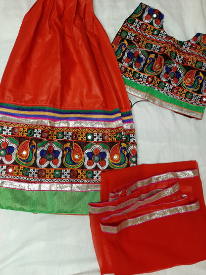 Traditional Gujarati Ghagra Choli- Red- Age 5-7 @ DressingStylesCA.com